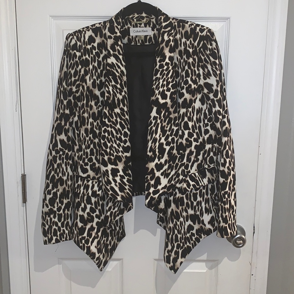 Calvin Klein leopard print draped blazer